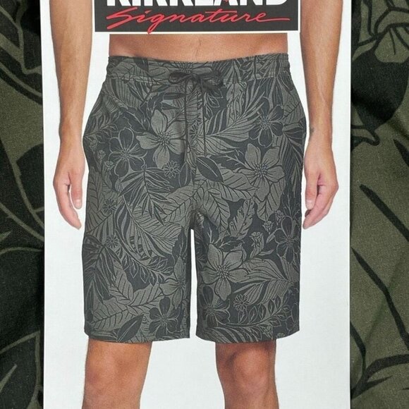 Mens Swim Shorts Green Tropical Print Recycled Polyester Medium M a0191 - Picture 5 of 8